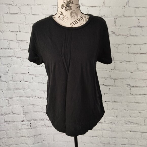 Joe's Jeans Rebel Black Distressed T-Shirt Top XS NWT Linen Cotton - Picture 7 of 8